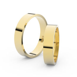 Snubní prsteny ze žlutého zlata, 4.5 mm, plochý, pár - 1G45