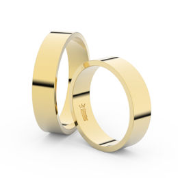 Snubní prsteny ze žlutého zlata, 5 mm, plochý, pár - 1G50