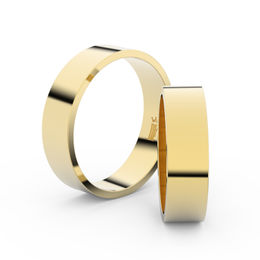 Snubní prsteny ze žlutého zlata, 5.5 mm, plochý, pár - 1G55
