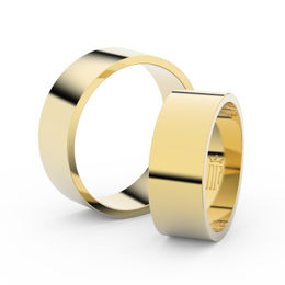 Snubní prsteny ze žlutého zlata, 7 mm, plochý, pár - 1G70