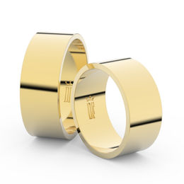 Snubní prsteny ze žlutého zlata, 8 mm, plochý, pár - 1G80