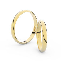Snubní prsteny ze žlutého zlata, 3 mm, půlkulatý, pár - 2A30