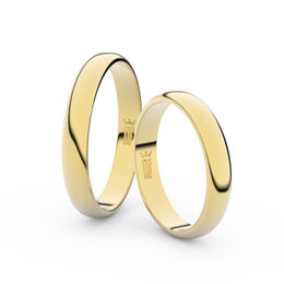 Snubní prsteny ze žlutého zlata, 3.5 mm, půlkulatý, pár - 2B35