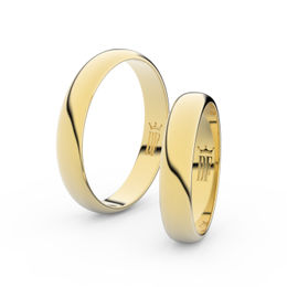 Snubní prsteny ze žlutého zlata, 4 mm, půlkulatý, pár - 2C40