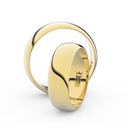 Snubní prsteny ze žlutého zlata, 6 mm, půlkulatý, pár - 3A60