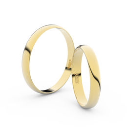 Snubní prsteny ze žlutého zlata, 3 mm, půlkulatý, pár - 4D30