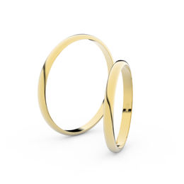 Snubní prsteny ze žlutého zlata, 2 mm, půlkulatý, pár - 4H20