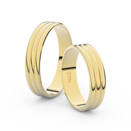 Snubní prsteny ze žlutého zlata, 4.7 mm, trojvlnný, pár - 4J47