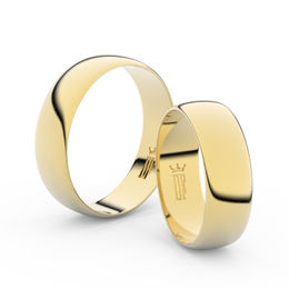 Snubní prsteny ze žlutého zlata, 6 mm, půlkulatý, pár - 9A60
