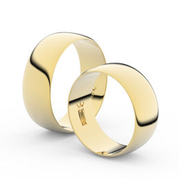 Snubní prsteny ze žlutého zlata, 7.5 mm, půlkulatý, pár - 9B80