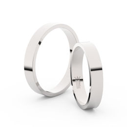 Snubní prsteny z bílého zlata, 3.5 mm, plochý, pár - 1G35