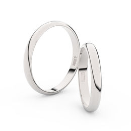 Snubní prsteny z bílého zlata, 3 mm, půlkulatý, pár - 2A30