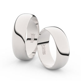 Snubní prsteny z bílého zlata, 6.5 mm, půlkulatý, pár - 3B65