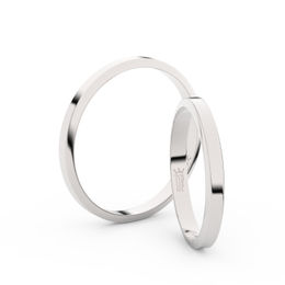 Snubní prsteny z bílého zlata, 2.3 mm, lichoběžný, pár - 4A25