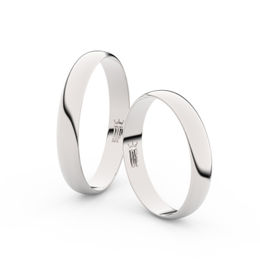 Snubní prsteny z bílého zlata, 3.4 mm, půlkulatý, pár - 4C35