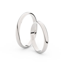 Snubní prsteny z bílého zlata, 2.5 mm, půlkulatý, pár - 4G25
