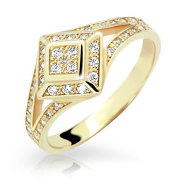 Zlatý prsten DLR 2494 ze žlutého zlata, se zirkony