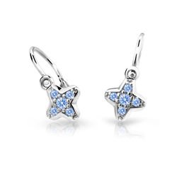 Pendientes de bebé Danfil Stars C2266 oro blanco con diamantes de imitación azules del Ártico