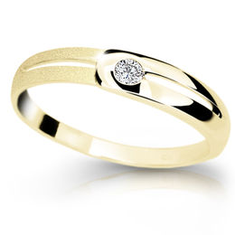 Zlatý prsten DF 1049 ze žlutého zlata, s briliantem