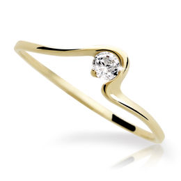Zlatý prsteň DF 1082 zo žltého zlata, s briliantom