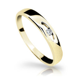Zlatý prsten DF 1281 ze žlutého zlata, s briliantem