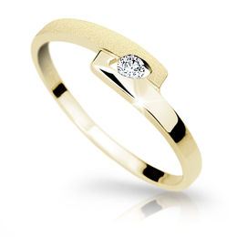 Zlatý prsten DF 1284 ze žlutého zlata, s briliantem