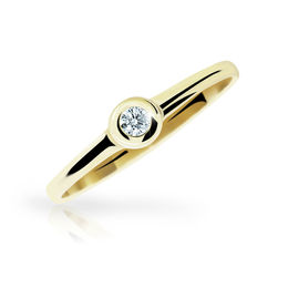 Zlatý prsteň Danfil DF1286 zo žltého zlata s briliantom