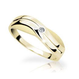 Zlatý prsteň Danfil DF1562 zo žltého zlata s briliantom