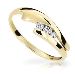 Zlatý prsten DF 1750 ze žlutého zlata, s briliantem