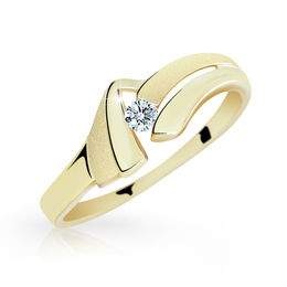 Zlatý prsteň Danfil DF1835 zo žltého zlata s briliantom