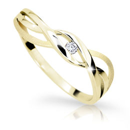 Zlatý prsteň Danfil DF1843 zo žltého zlata s briliantom