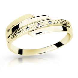 Zlatý prsteň Danfil DF1844 zo žltého zlata s briliantom