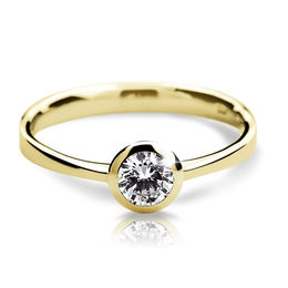 Zlatý zásnubný prsteň Danfil DF1883, žlté zlato s diamantom