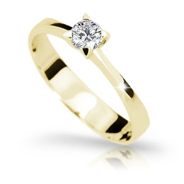 Zlatý zásnubní prsten DF 1895, žluté zlato, s diamantem