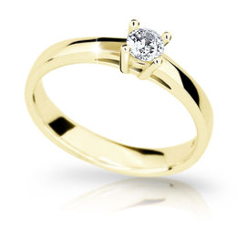 Zlatý zásnubný prsteň Danfil DF1902, žlté zlato s briliantom