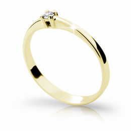 Zlatý zásnubní prsten DF 1904, žluté zlato, s briliantem