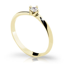 Zlatý zásnubný prsteň Danfil DF1907, žlté zlato s briliantom