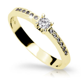 Zlatý zásnubný prsteň Danfil DF1917, žlté zlato s briliantom
