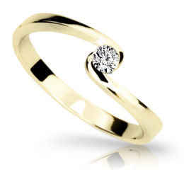 Zlatý zásnubný prsteň DF 1934, žlté zlato, s briliantom