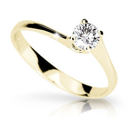 Zlatý zásnubný prsteň Danfil DF1957, žlté zlato s briliantom