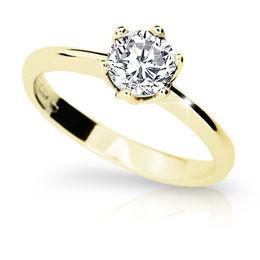Zlatý zásnubný prsteň DF 1959, žlté zlato, s diamantom