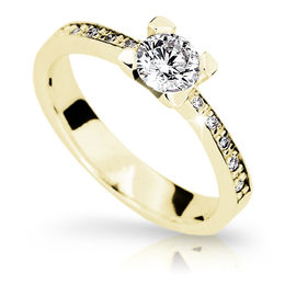 Zlatý zásnubný prsteň DF 1961, žlté zlato, s diamantom