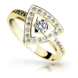 Zlatý zásnubný prsteň DF 1970, žlté zlato, s briliantom
