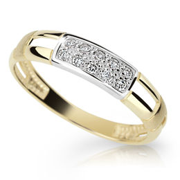 Zlatý prsteň DF 2033 zo žltého zlata, s briliantom