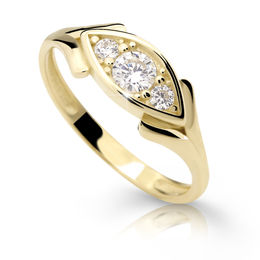 Zlatý prsteň DF 2329 zo žltého zlata, s briliantom
