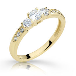 Zlatý zásnubný prsteň DF 2360, žlté zlato, s briliantom