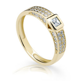 Zlatý zásnubní prsten DF 2361, žluté zlato, s briliantem