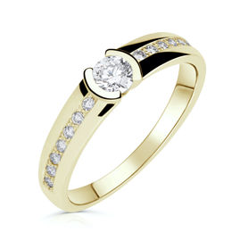 Zlatý zásnubní prsten DF 2830, žluté zlato, s brilianty