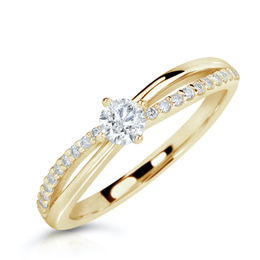 Zlatý zásnubní prsten DF 2837, žluté zlato, s brilianty
