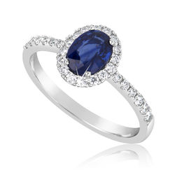 Zlatý zásnubný prsteň DF 3101, biele zlato, modrý zafír s diamantmi